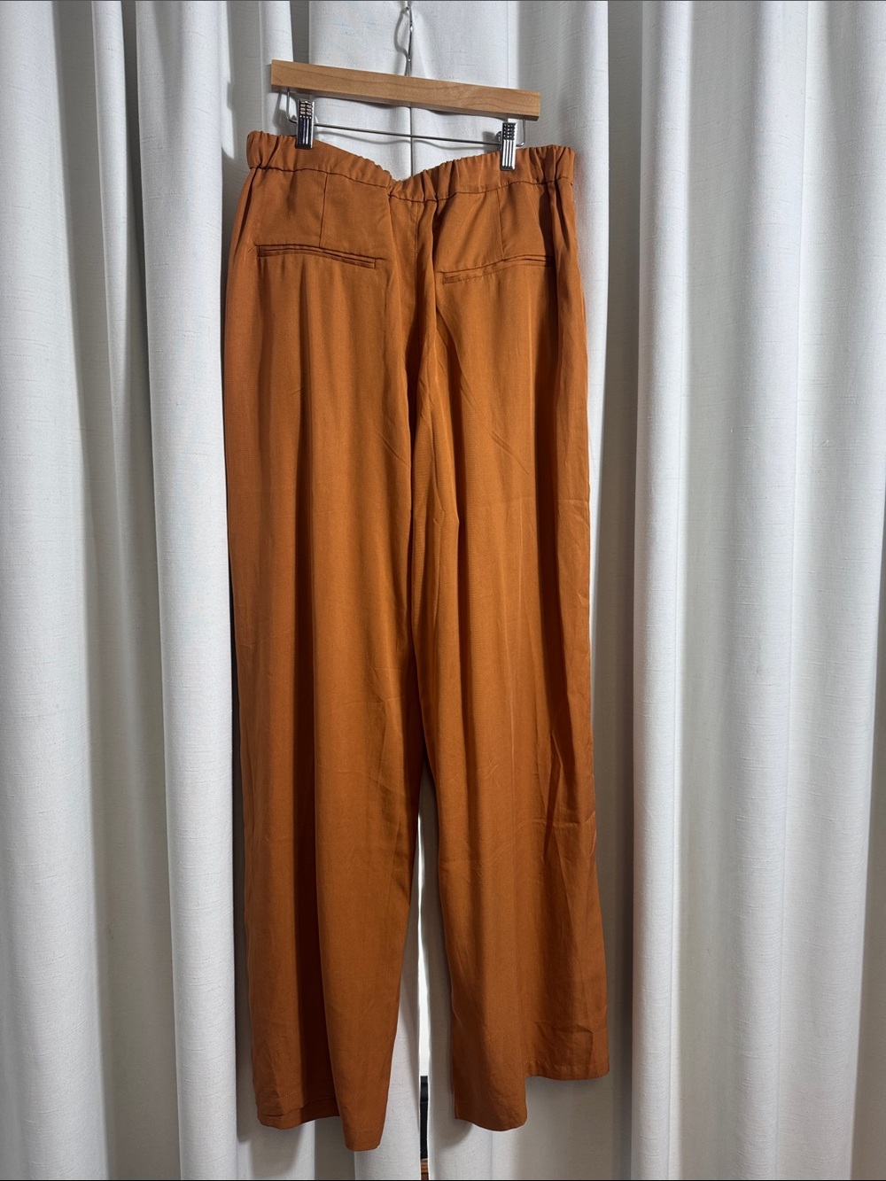 Terea by Andrea Pitter Rust Pleated Wide Leg Pants Size L NWT - Picture 9 of 12